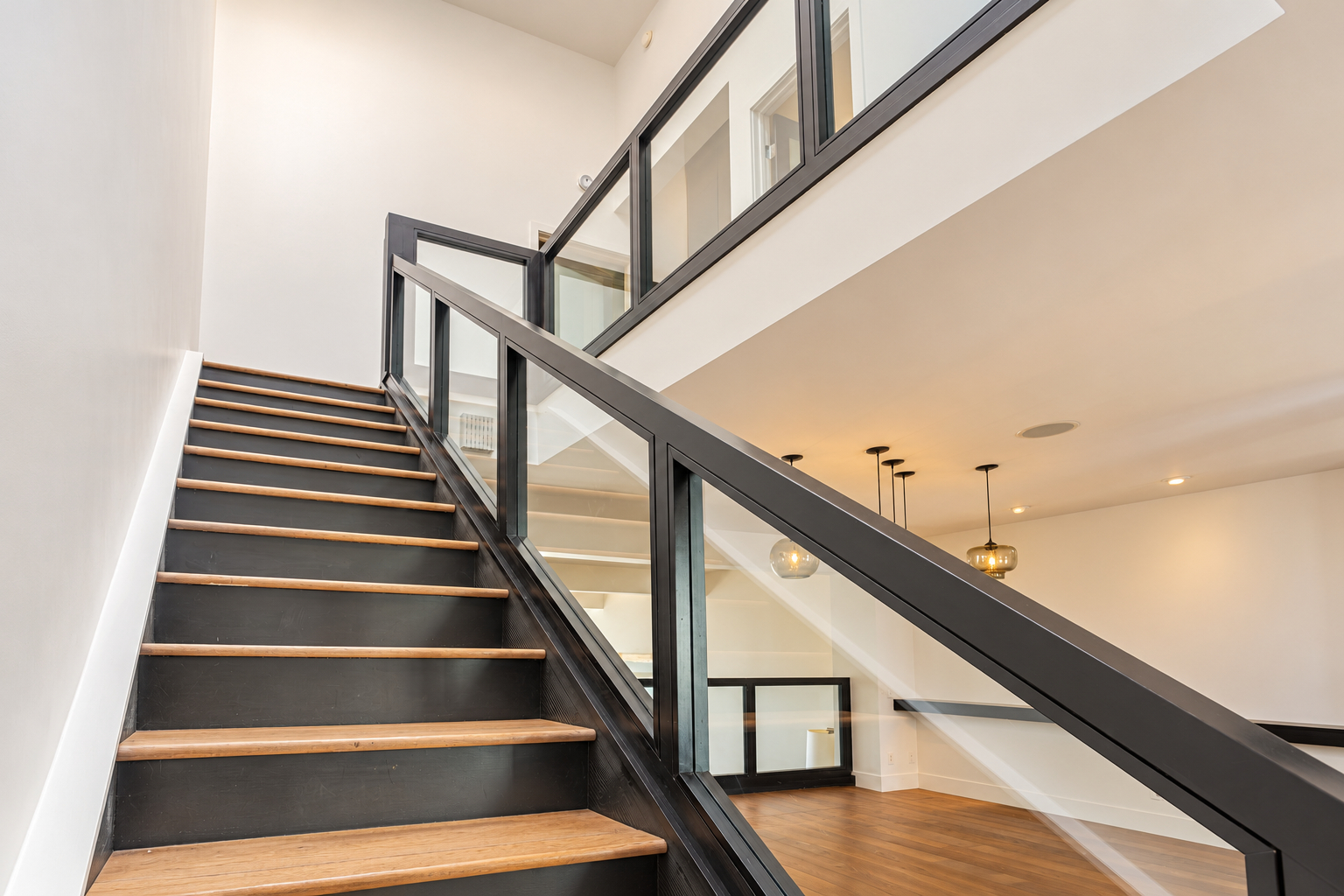 Interior staircase and split-level architecture